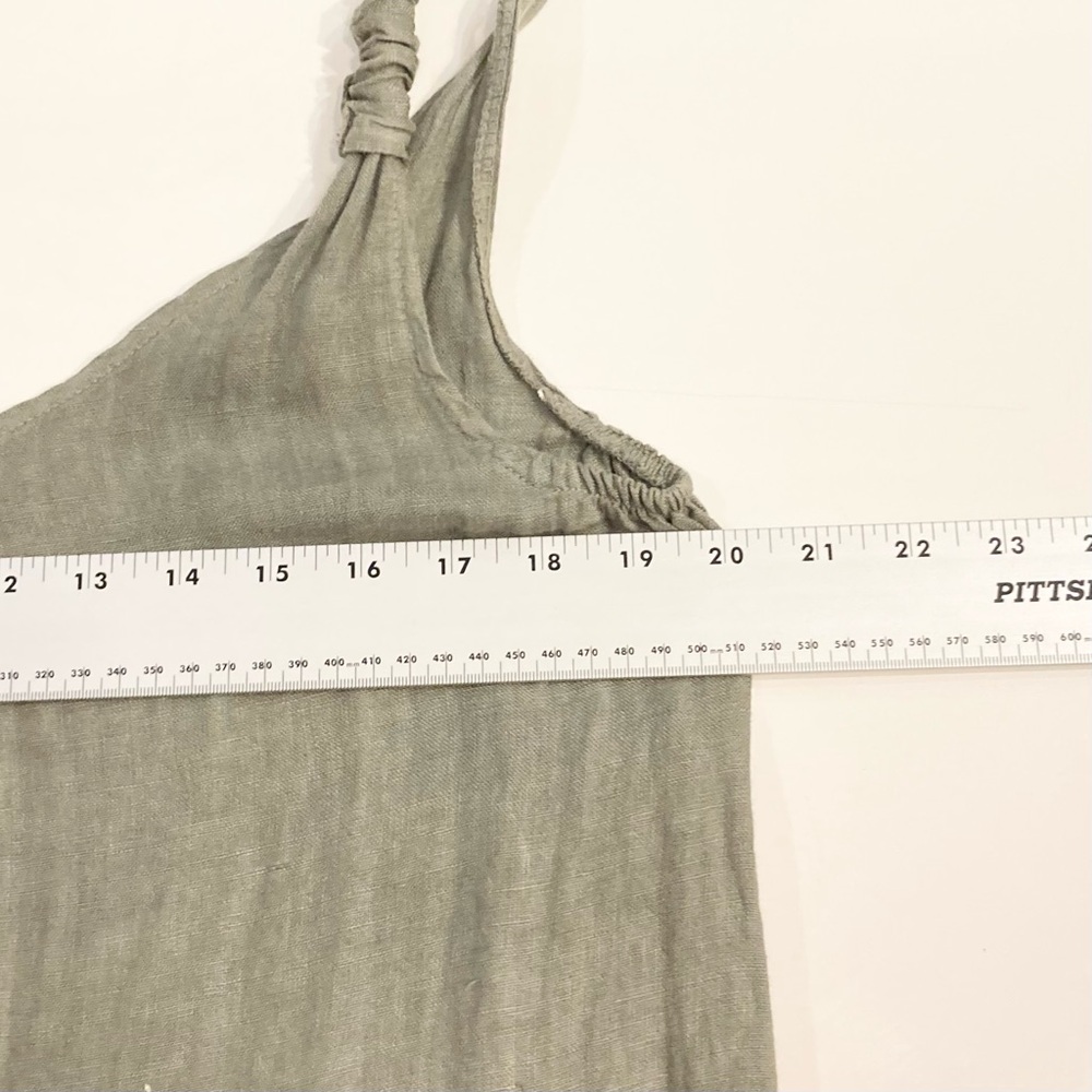 nwot BEACHWOOD BABY Jumpsuit One-Size Linen ITALY Olive Oversized Wide RuchStrap - Picture 7 of 11
